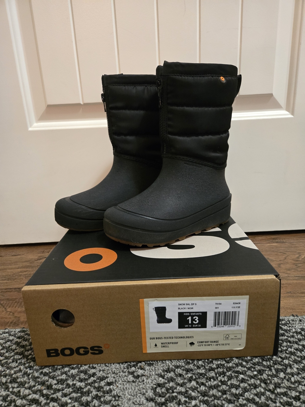 BOGS Snow shell Zip Black Insulated Snow Boots - Kids